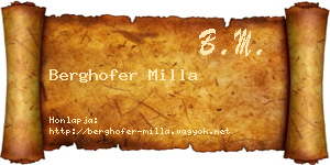Berghofer Milla névjegykártya